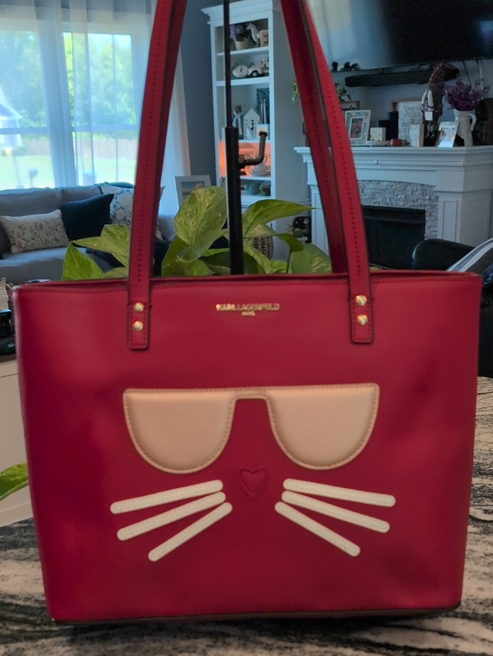 Karl Lagerfeld Maybelle Red Cat Crimson Tote Bag